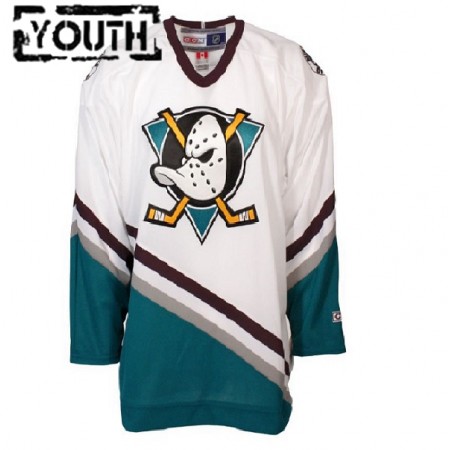Dětské Hokejový Dres Anaheim Ducks Mighty Ducks Blank CCM Throwback Bílý Authentic